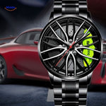 montre automatique homme avec bracelet en acier et détails verts sportifs