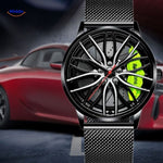 montre automatique homme avec bracelet en maille et accents verts sportifs