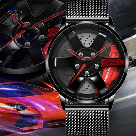 montre automatique au design sportif avec accents jaunes contrastants sur le cadran