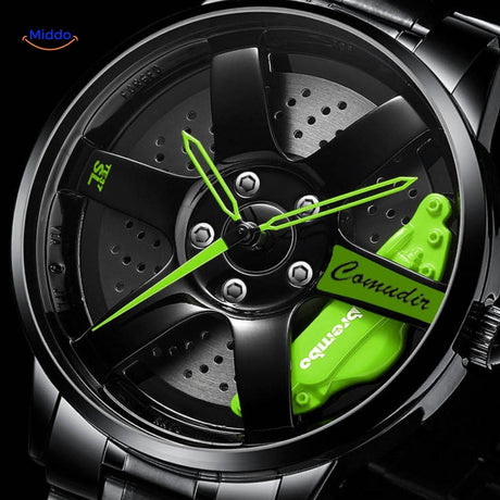 montre automatique avec détail vert et apparence sportive affirmée