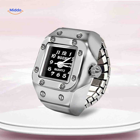 montre-bague argent quartz, modèle unisexe pour femme et homme