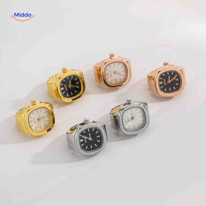 montre-bague bicolore or et argent avec cadran rose, accessoire mixte élégant