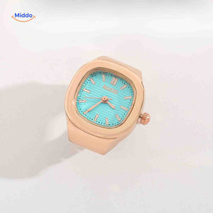 montre-bague en or rose avec cadran vert menthe, bijou fantaisie unique