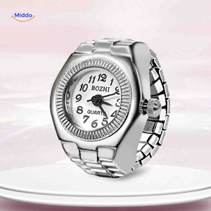 montre-bague ronde blanche à anneau réglable pour un ajustement parfait