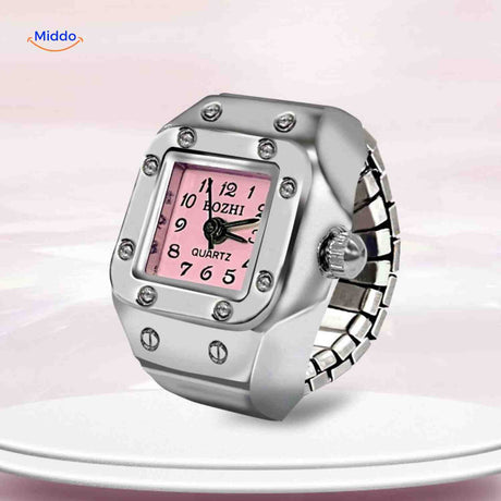 montre-bague rose tendance au style féminin et moderne