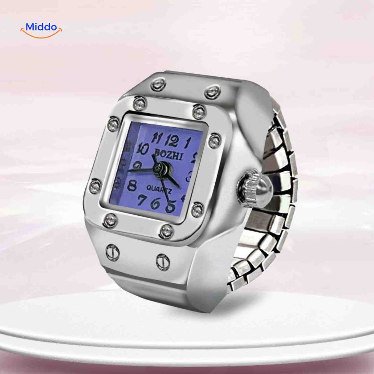 montre-bague violette quartz, bague réglable pour un port confortable