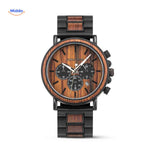 montre en bois chronographe avec cadran clair épuré, lecture de l'heure facile et lisible