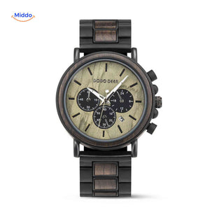 montre en bois chronographe au design minimaliste épuré, cadran discret et élégant