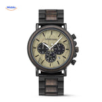 montre en bois chronographe au design minimaliste épuré, cadran discret et élégant