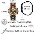 dimensions et spécifications techniques de la montre en bois chronographe, guide des mesures