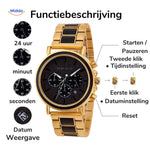 aperçu des fonctions et de la prise en main de la montre en bois chronographe multifonction