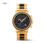 montre en bois luxe chronographe avec affichage de la date, fonctionnalité pratique et design soigné