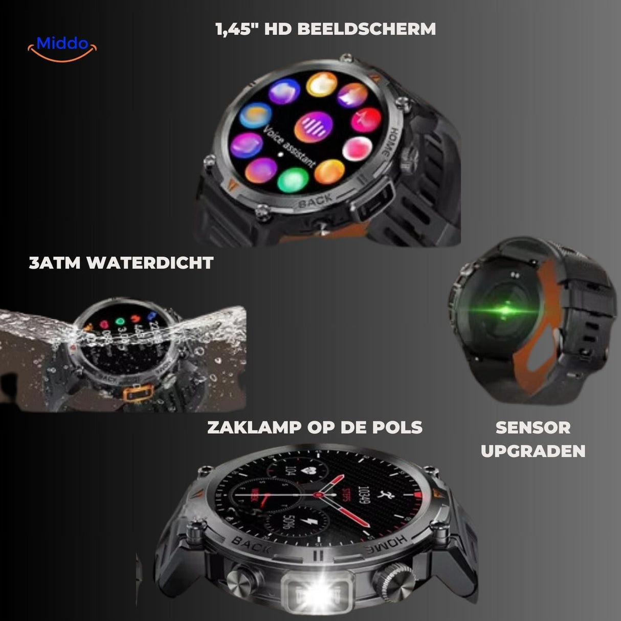 montre connectée avec écran HD couleur haute résolution, lecture claire de toutes les données