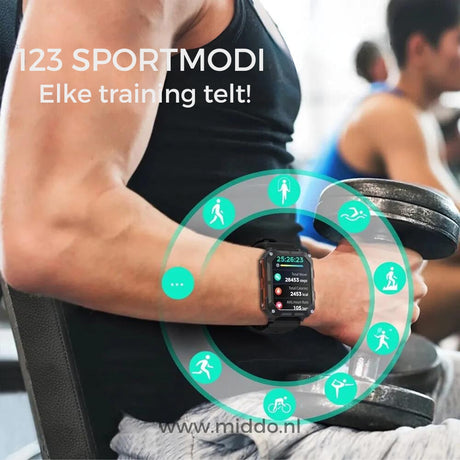 montre connectée incassable affichant plusieurs modes sport lors d'un entraînement