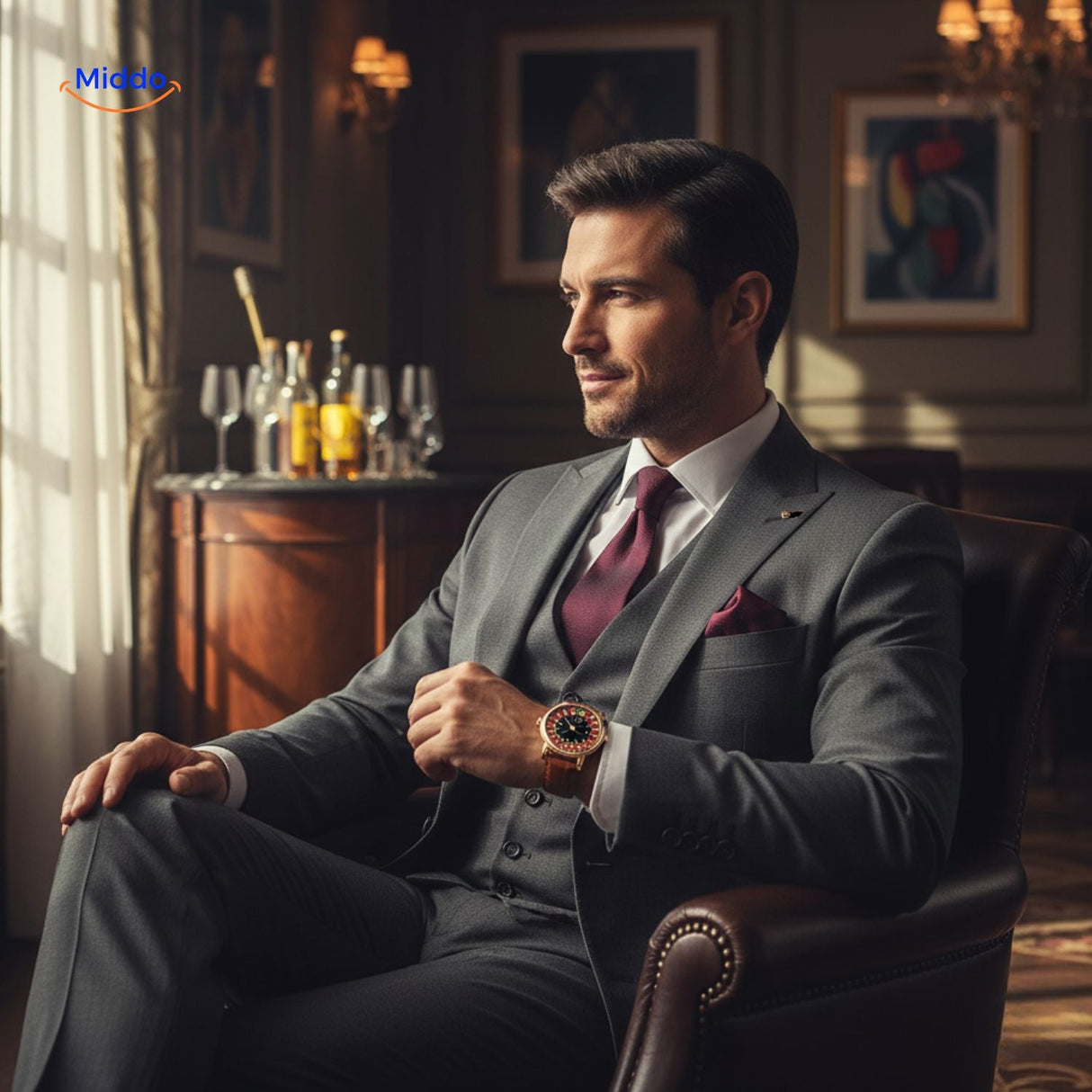 montre homme rose gold élégante, cadran roulette étanche porté au poignet