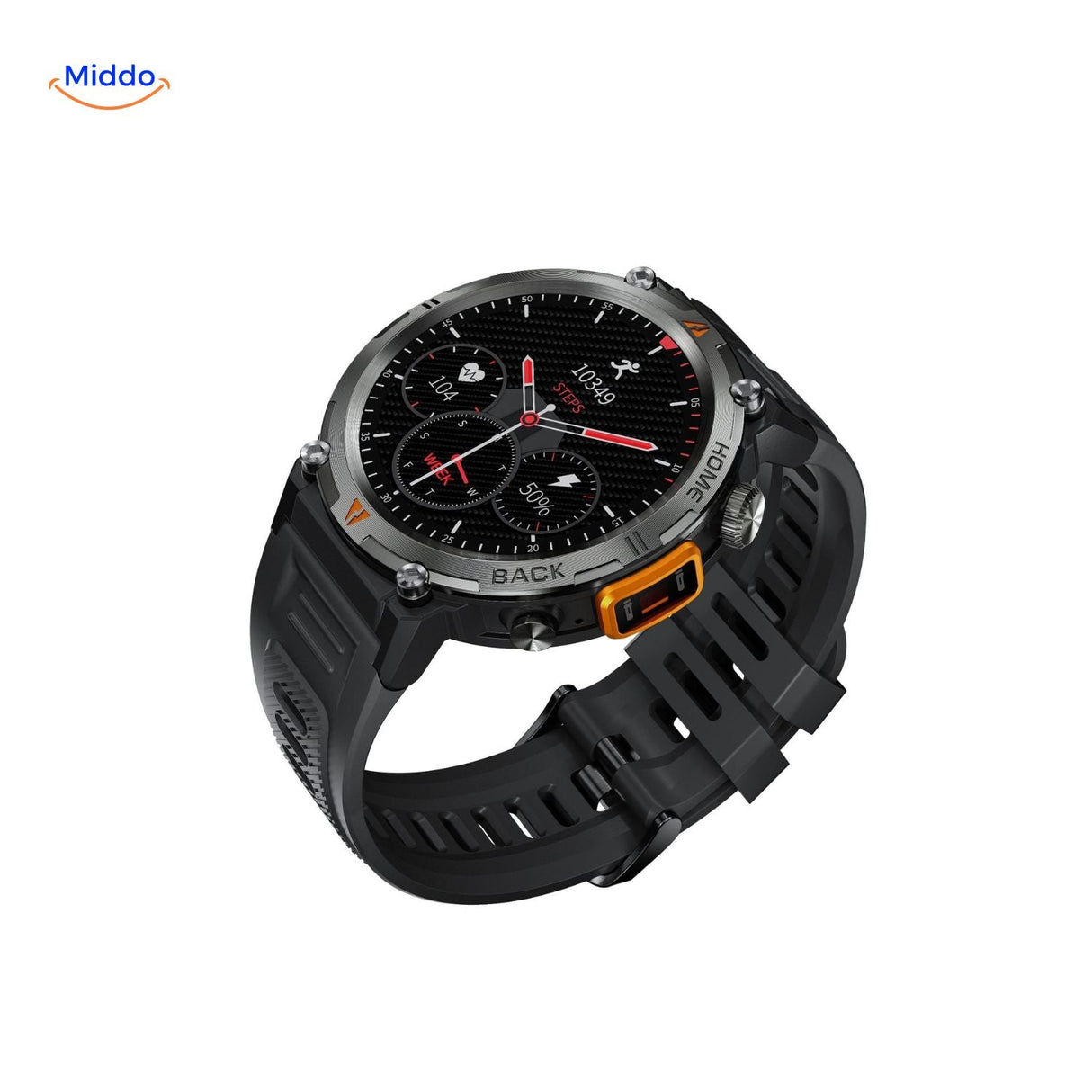 deuxième vue de côté de la montre LED fitness, épaisseur maîtrisée et design sportif ergonomique