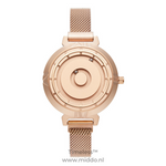 montre magnétique or rose avec bracelet mesh pour femme, design élégant et raffiné