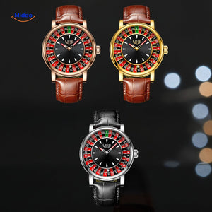 aperçu des différents coloris de bracelets en cuir disponibles pour la montre roulette