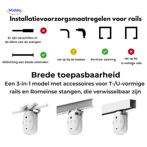 guide d'installation du moteur de rideau et compatibilité avec plusieurs types de rails