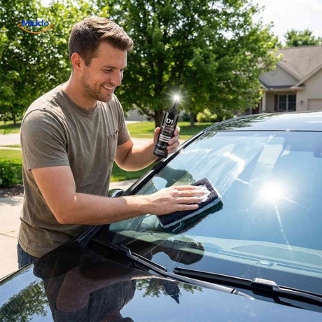 vitre automobile nettoyée et polie avec glaspure pour un résultat parfaitement transparent