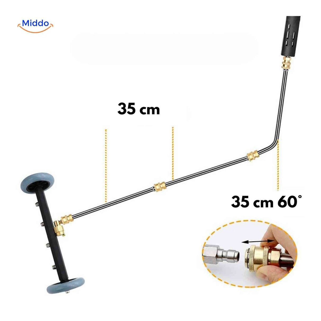 tuyau réglable de 35 cm du nettoyeur de châssis auto pour s'adapter à différentes hauteurs de véhicule