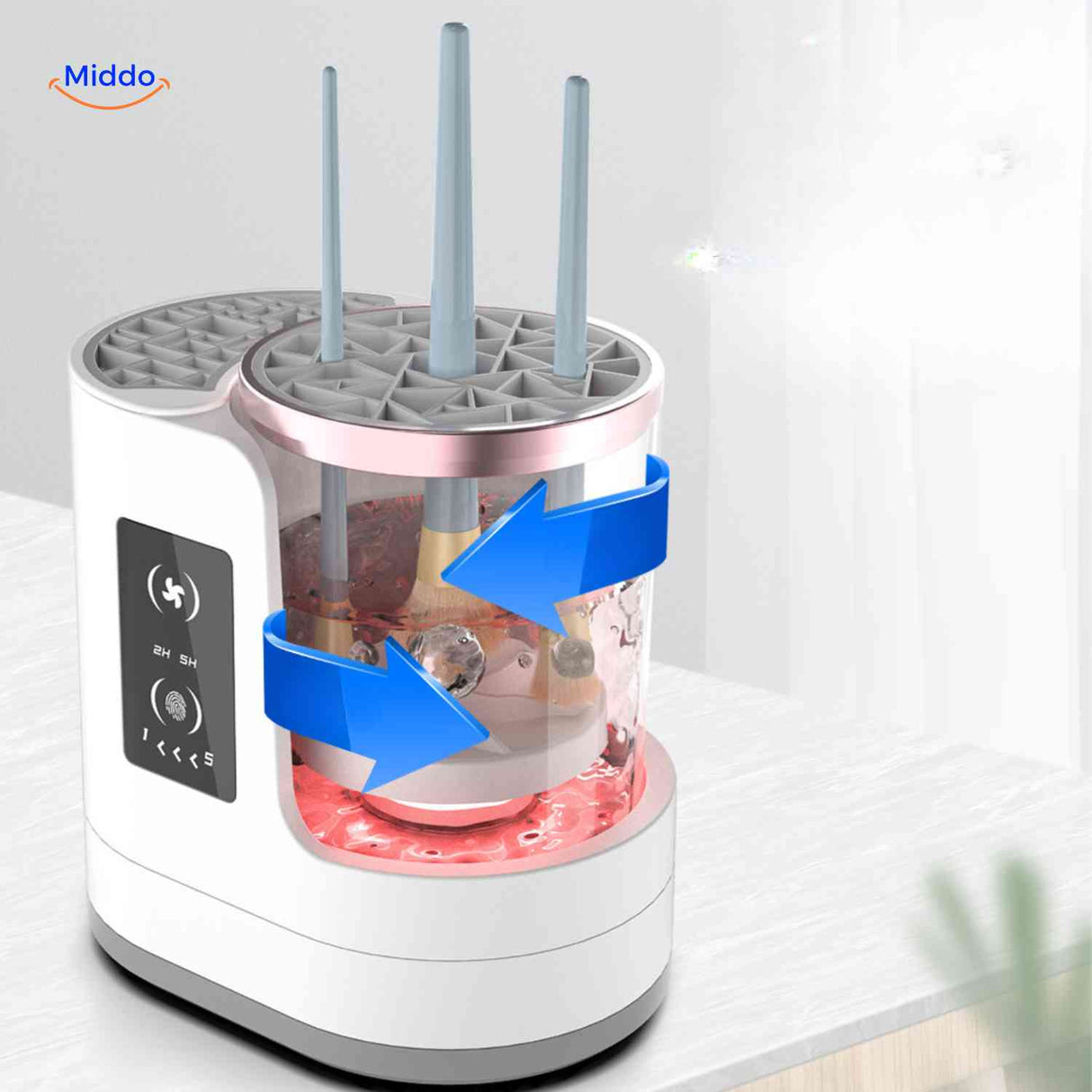 nettoyage en profondeur des pinceaux maquillage grace a la technique rotative automatique