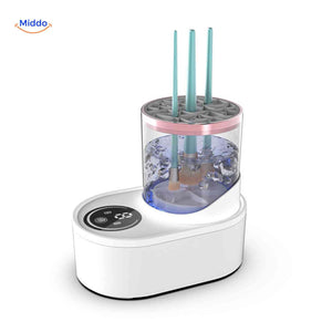 nettoyeur electrique nettoyant plusieurs pinceaux simultanement avec eclairage LED bleu