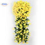 orchidées artificielles jaunes fixées au mur, couleur soleil pour une décoration gaie et pérenne