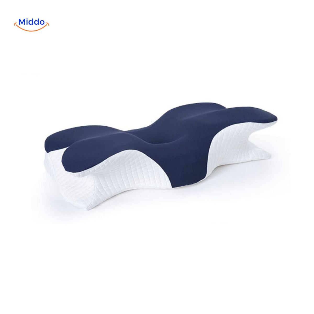 oreiller ergonomique en mousse à mémoire de forme, coloris bleu, soutien cervical optimal