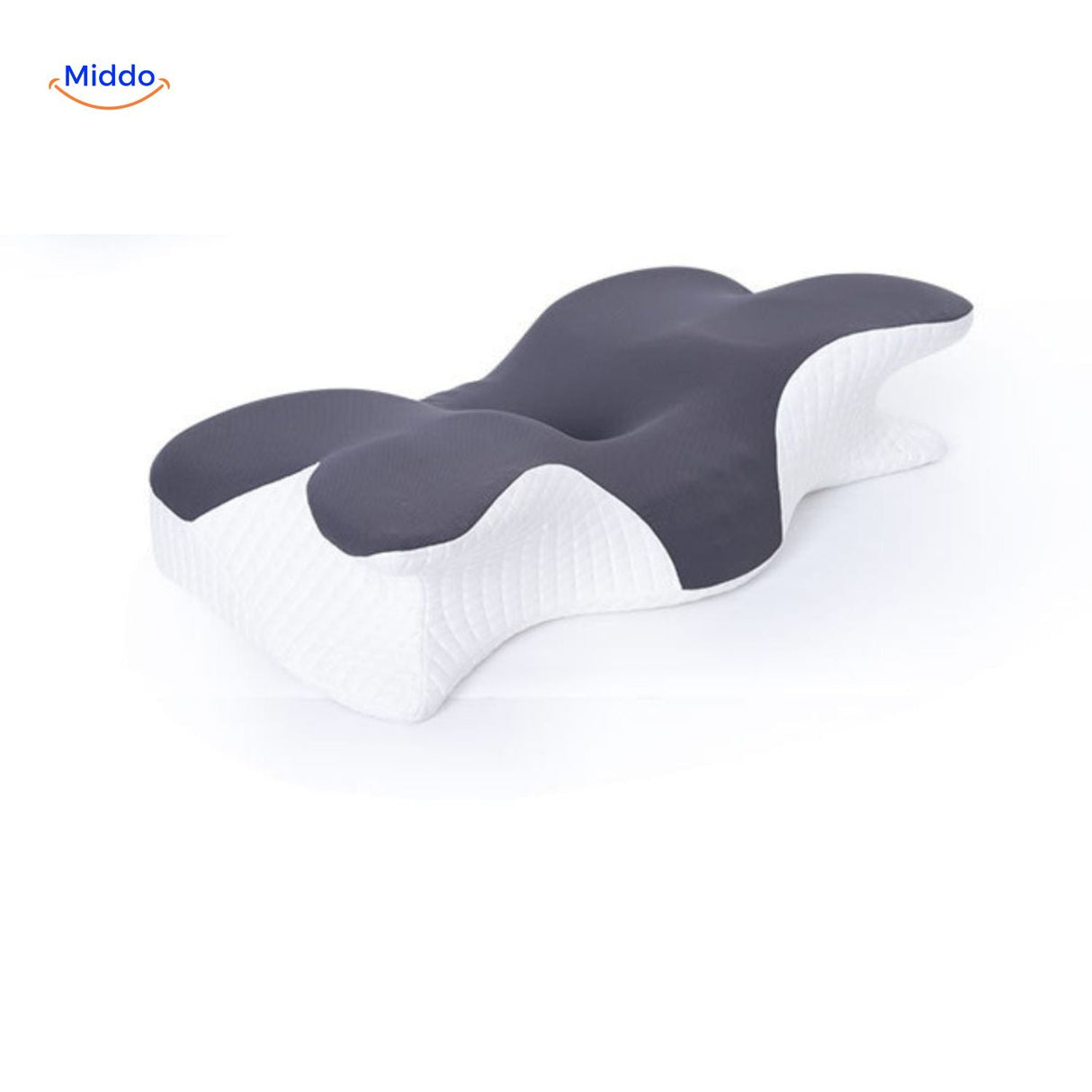 oreiller ergonomique en mousse à mémoire de forme, coloris gris, maintien du cou pendant le sommeil