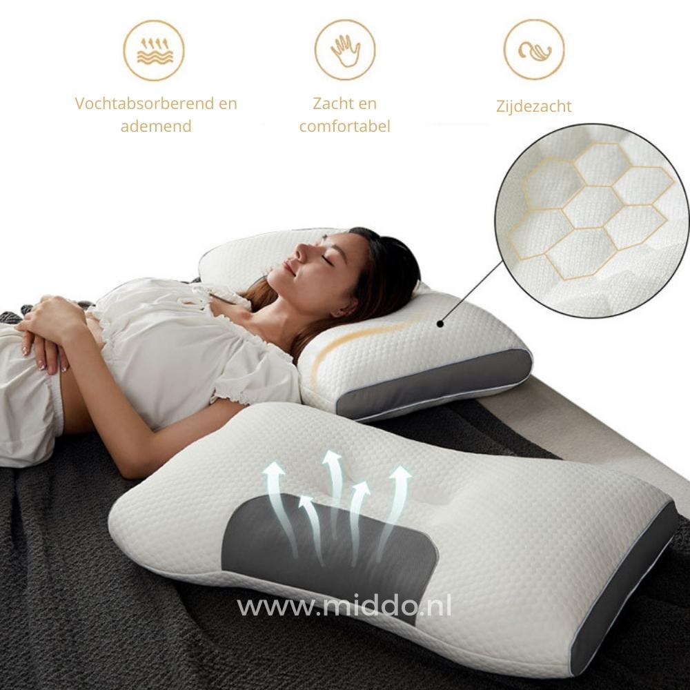 oreiller ergonomique soutien cou dreamguard pro, vue de côté avec tissu respirant