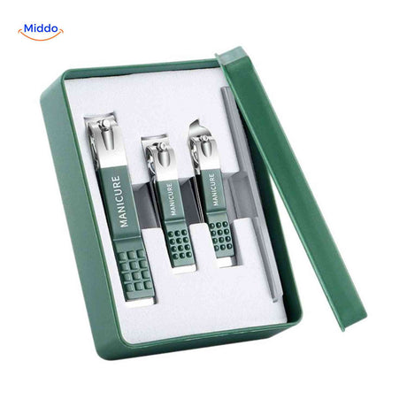 outils de manucure coupe-ongles anti-éclaboussures dans un coffret de rangement de luxe