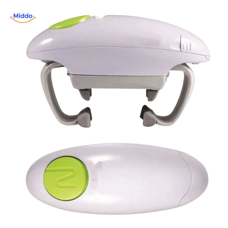 ouvre-bocal au design ergonomique avec grand bouton vert pour une prise en main aisée