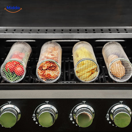 panier grill assurant une cuisson uniforme des légumes sur barbecue sans brûler