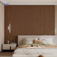 panneaux muraux texture bois dans une chambre moderne au design minimaliste et épuré