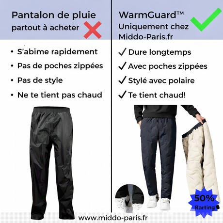 pantalon thermo imperméable doublé polaire porté en situation hivernale