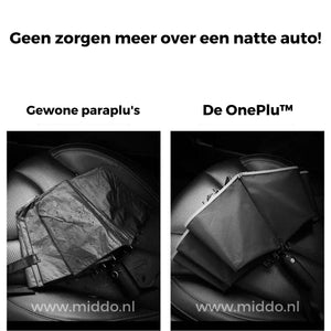 comparaison parapluie classique et parapluie réfléchissant : intérieur de voiture sec grâce au séchage rapide