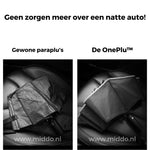 comparaison parapluie classique et parapluie réfléchissant : intérieur de voiture sec grâce au séchage rapide