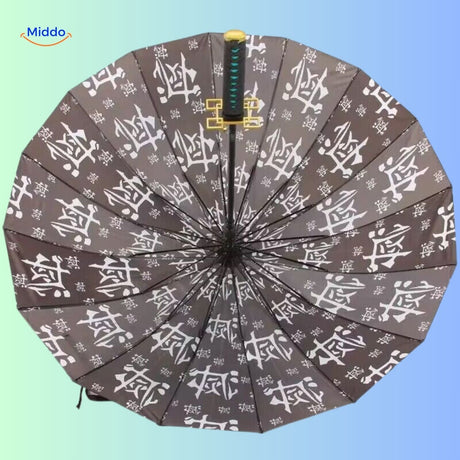 collection de quatre parasols anime dont le modèle Muichiro aux motifs variés