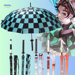 parasol anime noir et vert avec personnage Demon Slayer imprimé, protection UV