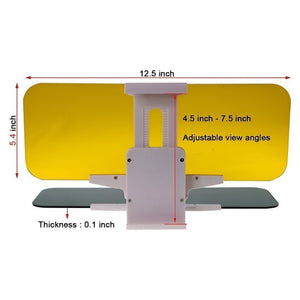 pare-soleil anti-éblouissement avec indication des dimensions et des angles de vision réglables