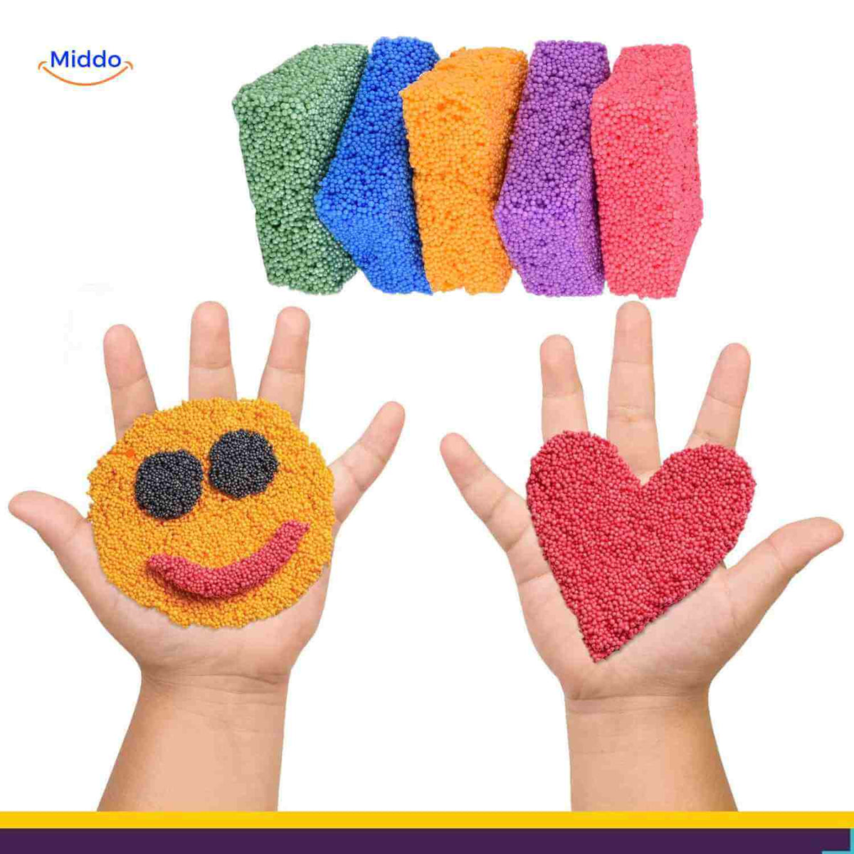 pâte à modeler légère avec formes de smiley et coeur créées à la main par un enfant