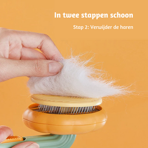 retrait des poils en deux étapes simples avec la brosse autonettoyante pour chat