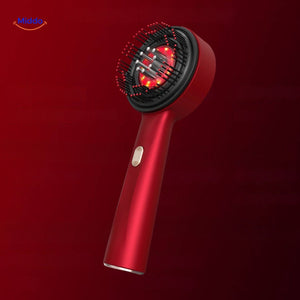 peigne laser croissance cheveux design elegant en coloris rouge, ergonomique et facile a tenir en main