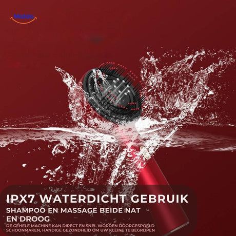 peigne laser etanche IPX7 a lumiere rouge utilisable sur cheveux secs ou mouilles sous la douche