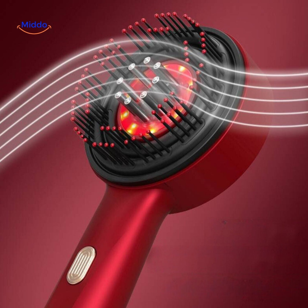 peigne laser lumiere rouge pour massage et stimulation du cuir chevelu, favorise la croissance des cheveux
