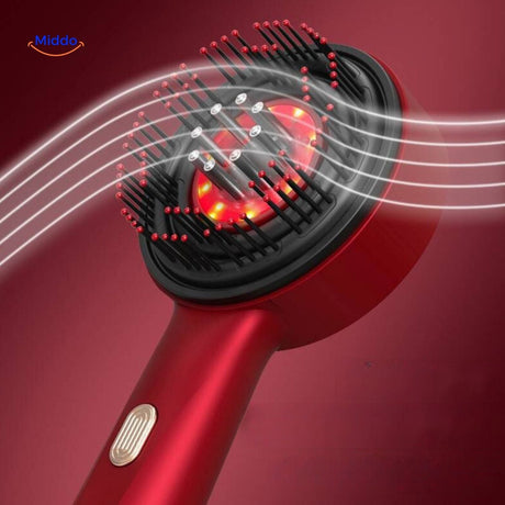 peigne laser lumiere rouge pour massage et stimulation du cuir chevelu, favorise la croissance des cheveux