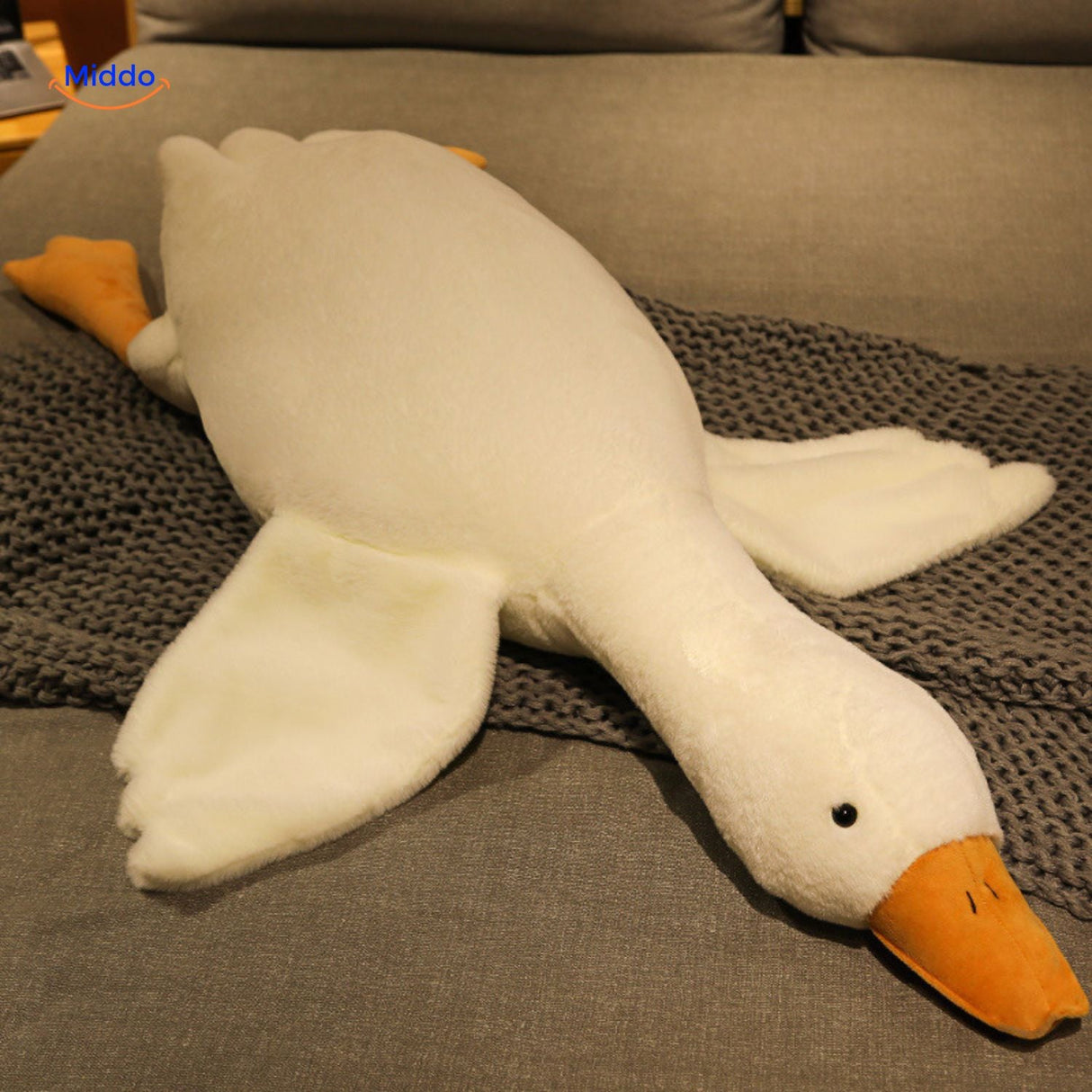 peluche oie compagne de sommeil avec grandes oreilles moelleuses, douce et apaisante