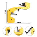 pistolet à boissons couleur jaune avec les dimensions indiquées pour choisir la bonne taille