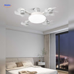 plafonnier ventilateur avec quatre mini-pales et éclairage LED intégré en situation